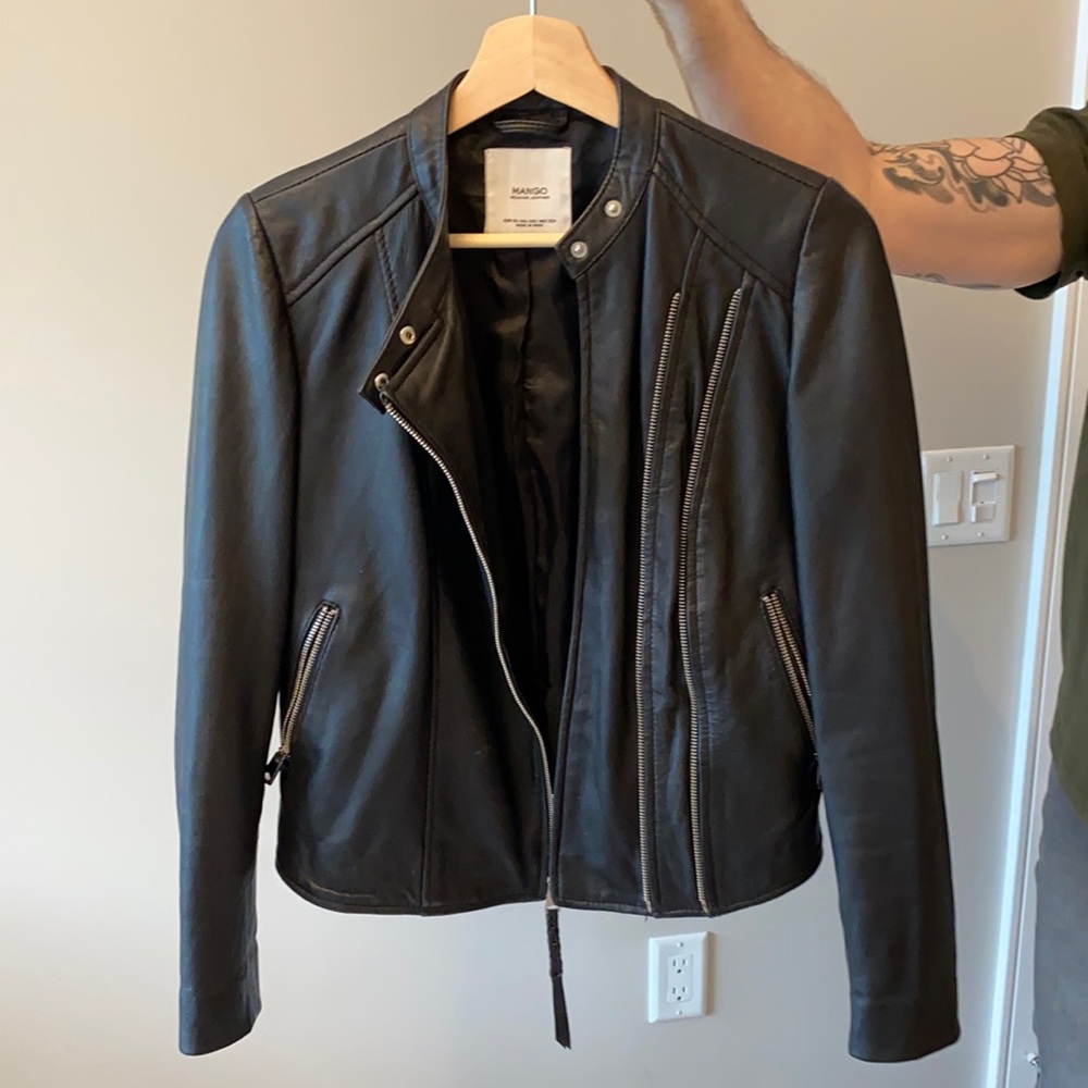 Womens Genuine Leather Moto Jacket